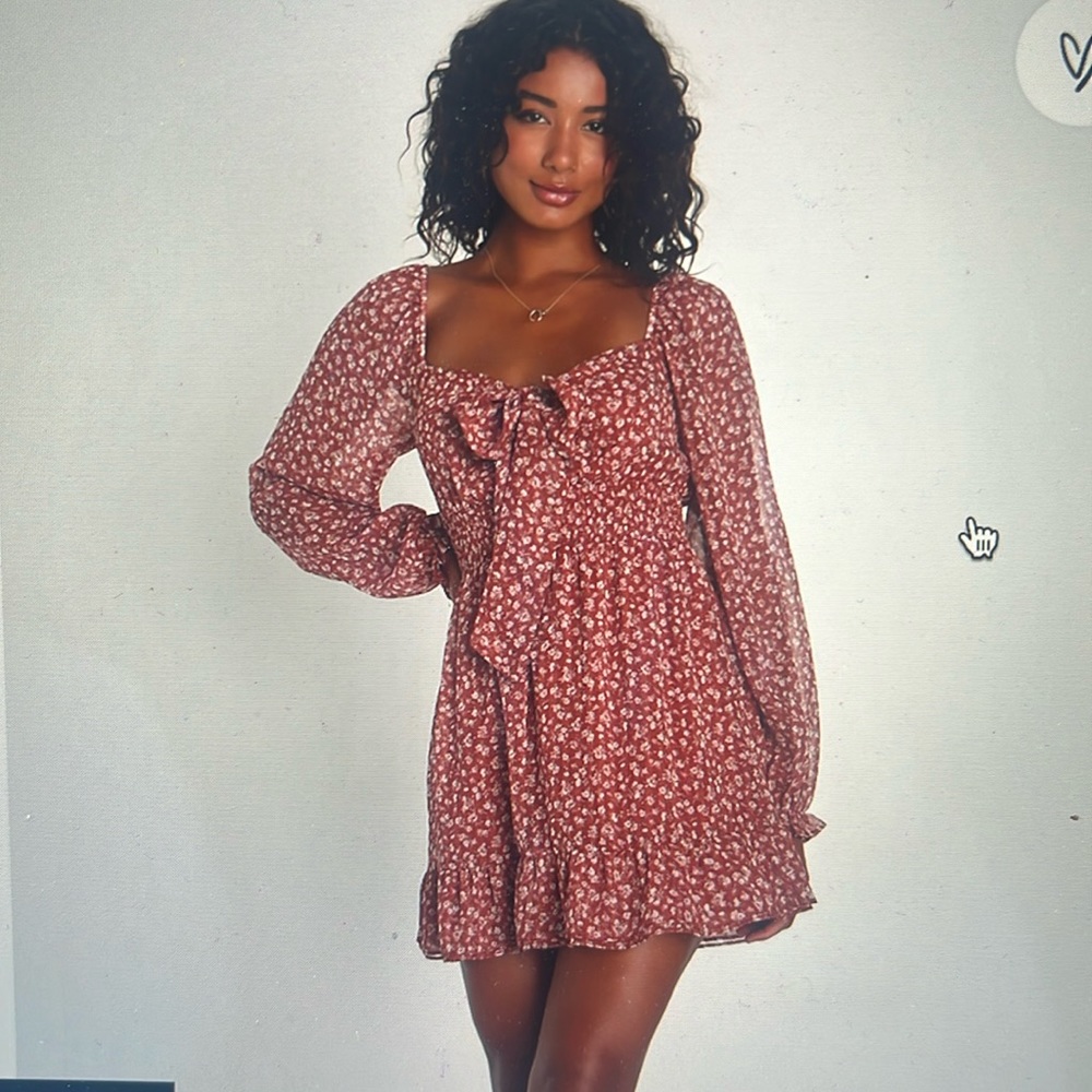Lulus floral print ruffled tie front dress